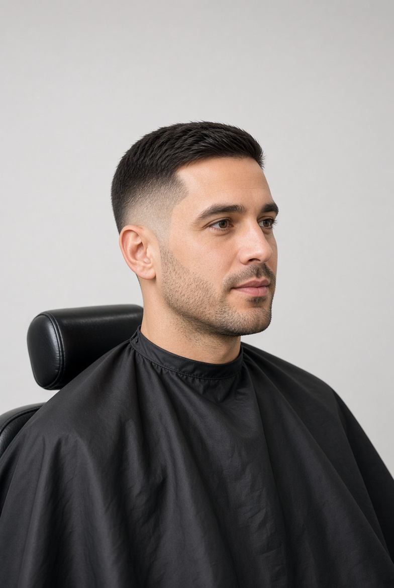 Fresh mid fade in the barber chair
