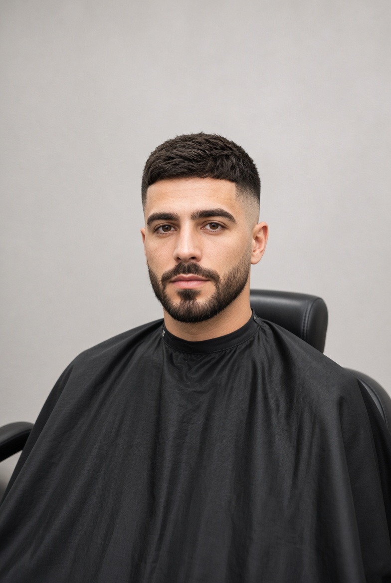 Beard and fade finish in the barber chair