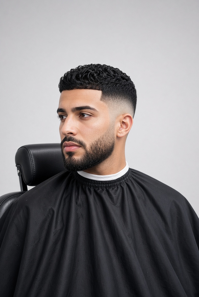 Crop fade and beard in the chair